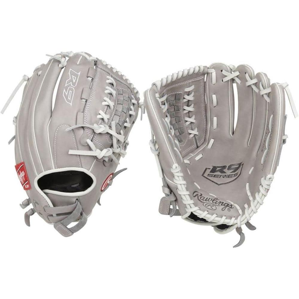 imageRawlings  R9 Fastpitch Softball Glove  Sizes 115quot  13quot  Multiple StylesDoubleLace Basket Web  Grey