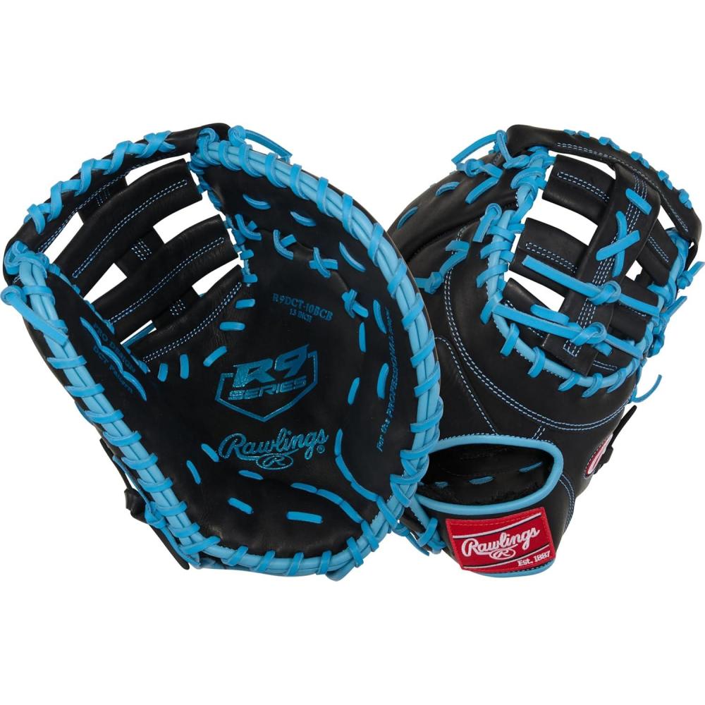 imageRawlings  R9 Series Baseball Glove  Sizes 115quot  1275quot  Multiple StylesBlack  Columbia Blue  Single Post Double Bar Web