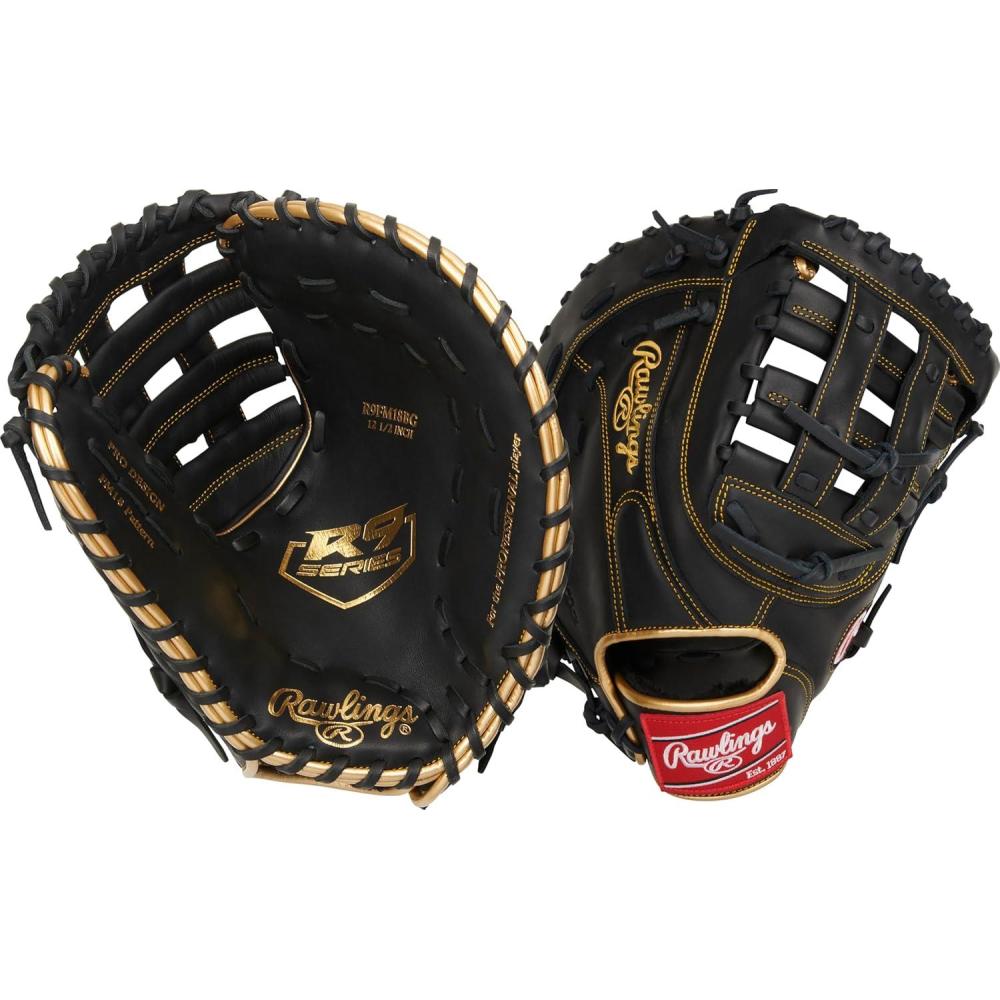 imageRawlings  R9 Series Baseball Glove  Sizes 115quot  1275quot  Multiple StylesModified Pro HWeb  Black  Gold