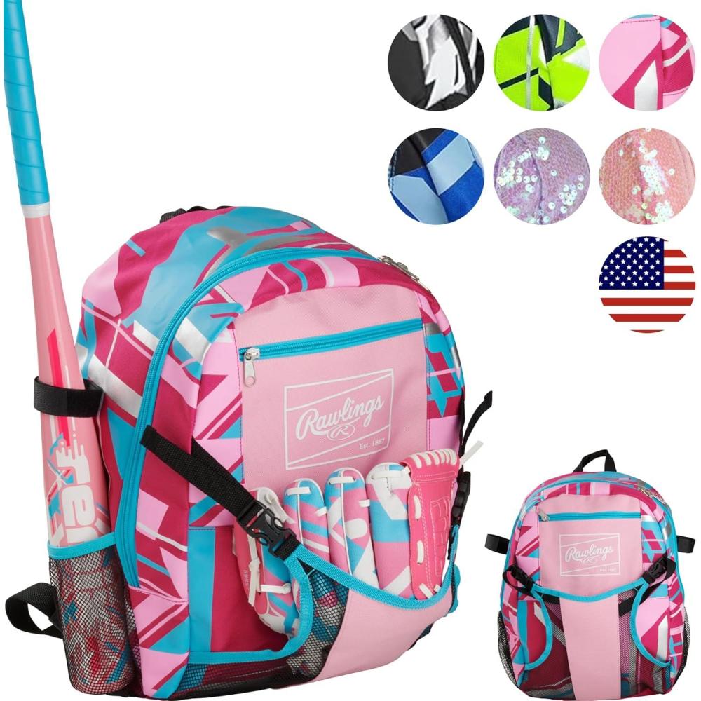 imageRawlings  REMIX TBall ampamp Youth Backpack Equipment Bag  BaseballSoftball  Multiple ColorsPink