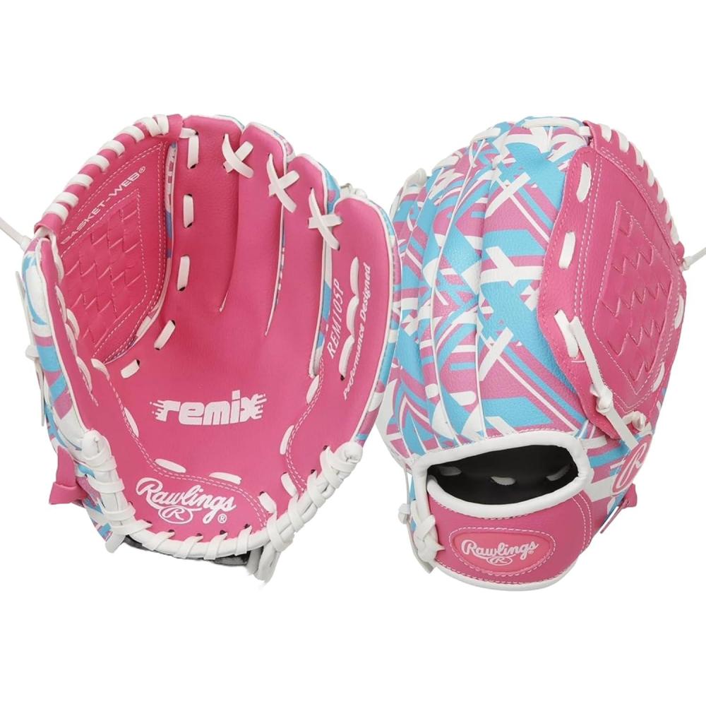 imageRawlings  Remix TBall ampamp Youth BaseballSoftball Glove  Sizes 9quot  105quotPink