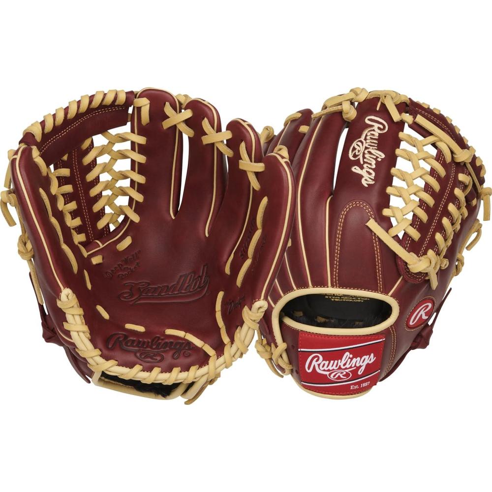 imageRawlings  Sandlot Baseball Glove  Sizes 115quot1275quot  Multiple Styles1175 inch  Modified TrapEze Web