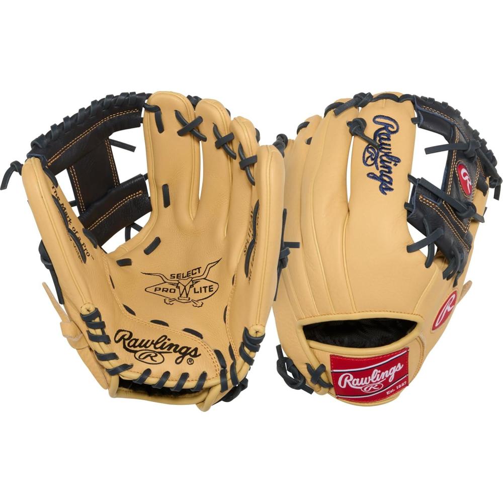 imageRawlings  Select PRO LITE Youth Baseball Glove  Pro Player Models  Sizes 105quot  1225quot  Multiple StylesAnthony Volpe  Pro I Web  Camel  Navy
