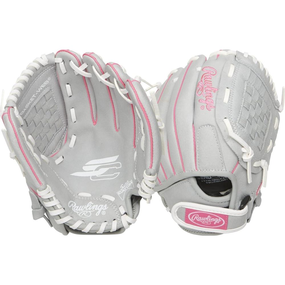 imageRawlings Sure Catch Series Youth Softball Glove Sizes 10quot 125quot Multiple StylesGreyPink