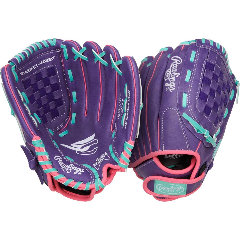 imageRawlings Sure Catch Series Youth Softball Glove Sizes 10quot 125quot Multiple StylesPurple Pink Mint