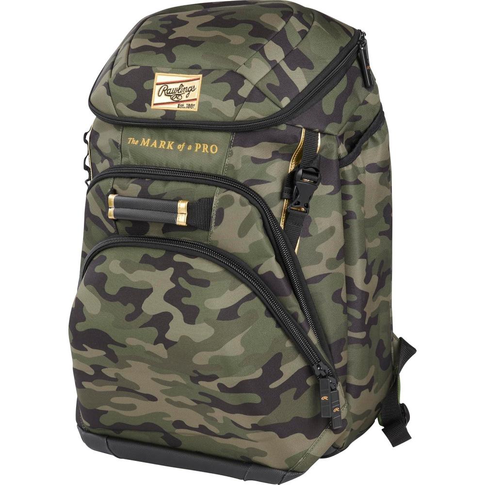 imageRawlings Gold Collection Backpack Equipment Bag  BaseballSoftball  Multiple StylesMilitary Green Camo