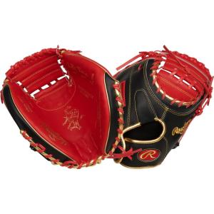 Rawlings | Heart of The Hide Baseball Glove | Youth Contour Fit Models | Advanced Break-in | Sizes 11.5″ – 12.75″(Scarlet / Black | One-Piece Solid Web)