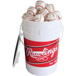 Rawlings | Official League Competition Grade Baseballs | ROLB1X | Game/Practice Use | Youth/14U | Bucket | 24 Count(White)