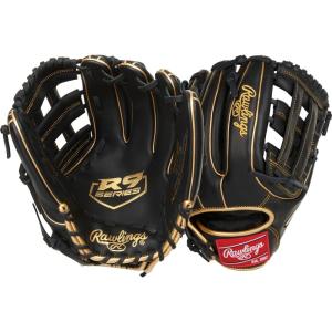 Rawlings | R9 Series Baseball Glove | Sizes 11.5″ – 12.75″ | Multiple Styles(H-Web | Black / Gold)