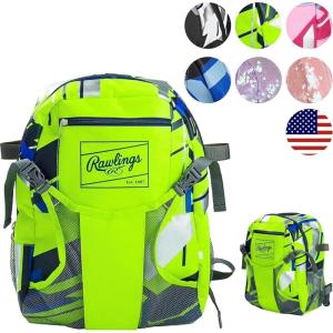 Rawlings | REMIX T-Ball & Youth Backpack Equipment Bag | Baseball/Softball | Multiple Colors(Neon Green)