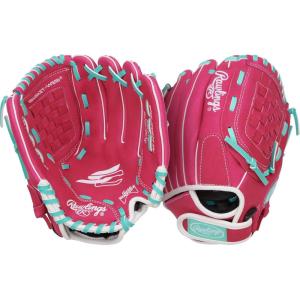 Rawlings | Sure Catch Series Youth Softball Glove | Sizes 10″ – 12.5″ | Multiple Styles(Pink / Mint)