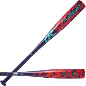 Rawlings | Threat Baseball Bat | USA | -12 Drop | 2 5/8″ Barrel | 1 Pc. Composite(Navy / Red)
