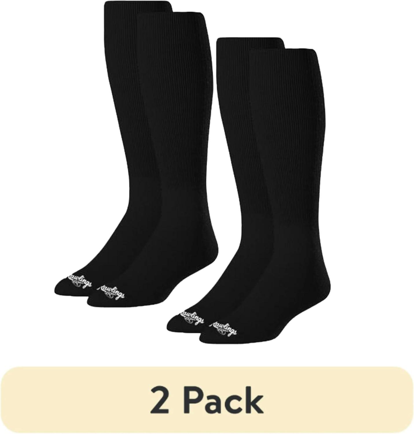 imageRawlings  2 Pair  Athletic Socks  BaseballSoftball  Multiple SizesColorsBlack