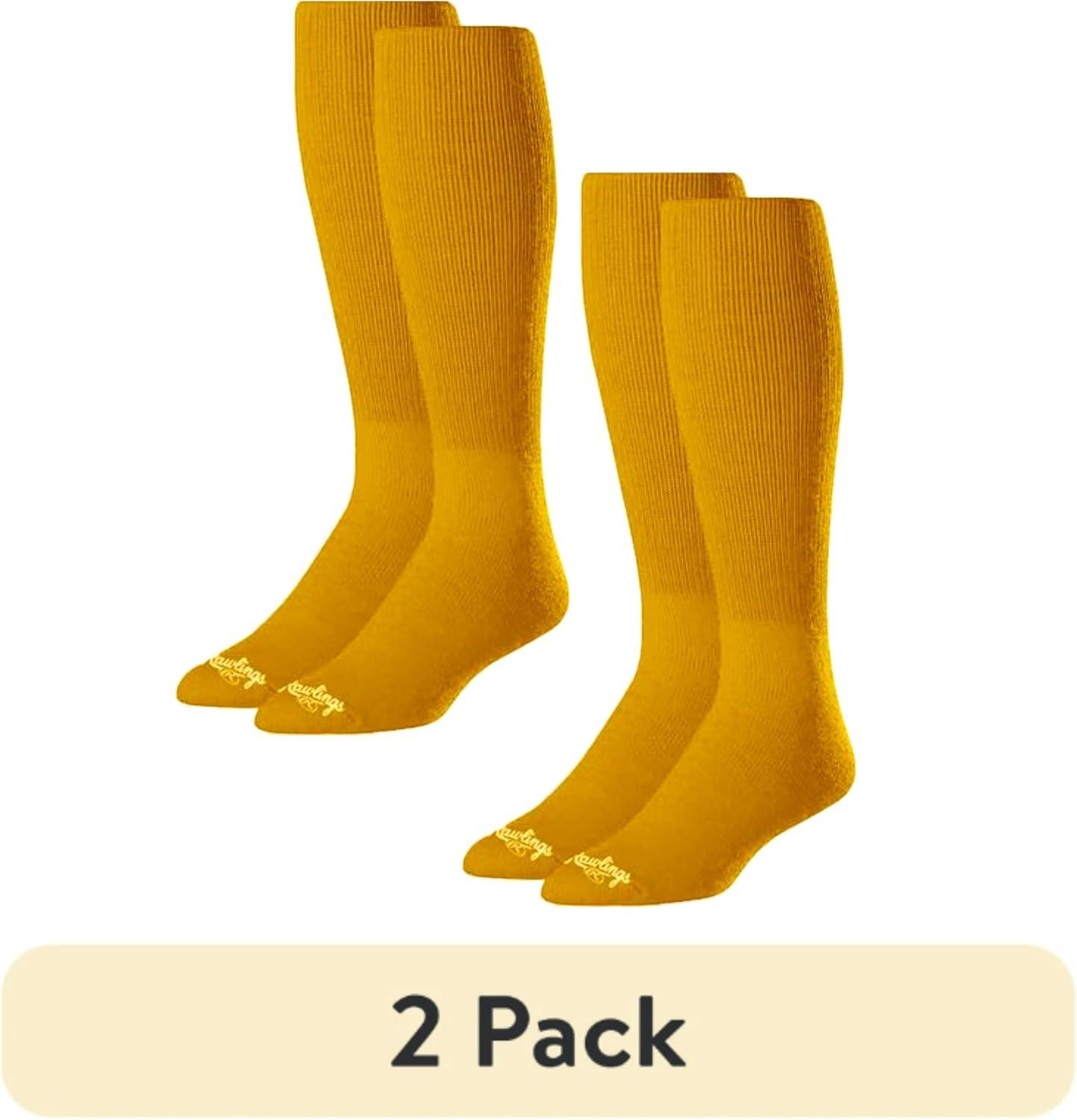 imageRawlings  2 Pair  Athletic Socks  BaseballSoftball  Multiple SizesColorsLight Orange