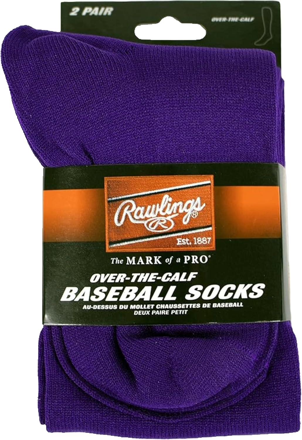 imageRawlings 2 Pair Athletic Socks BaseballSoftball Multiple SizesColorsPurple