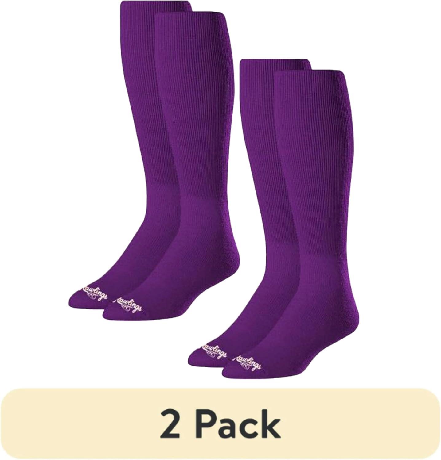 imageRawlings 2 Pair Athletic Socks BaseballSoftball Multiple SizesColorsPurple