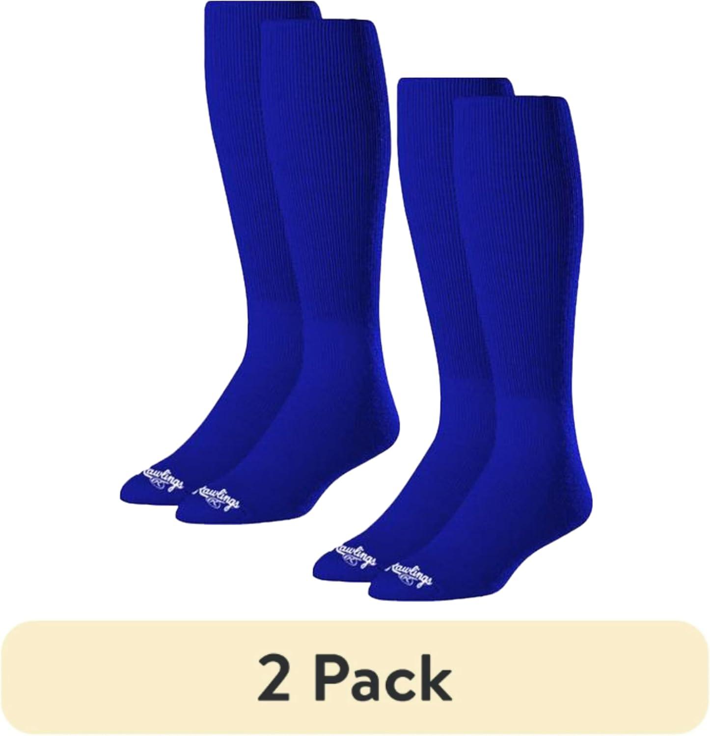 imageRawlings  2 Pair  Athletic Socks  BaseballSoftball  Multiple SizesColorsRoyal