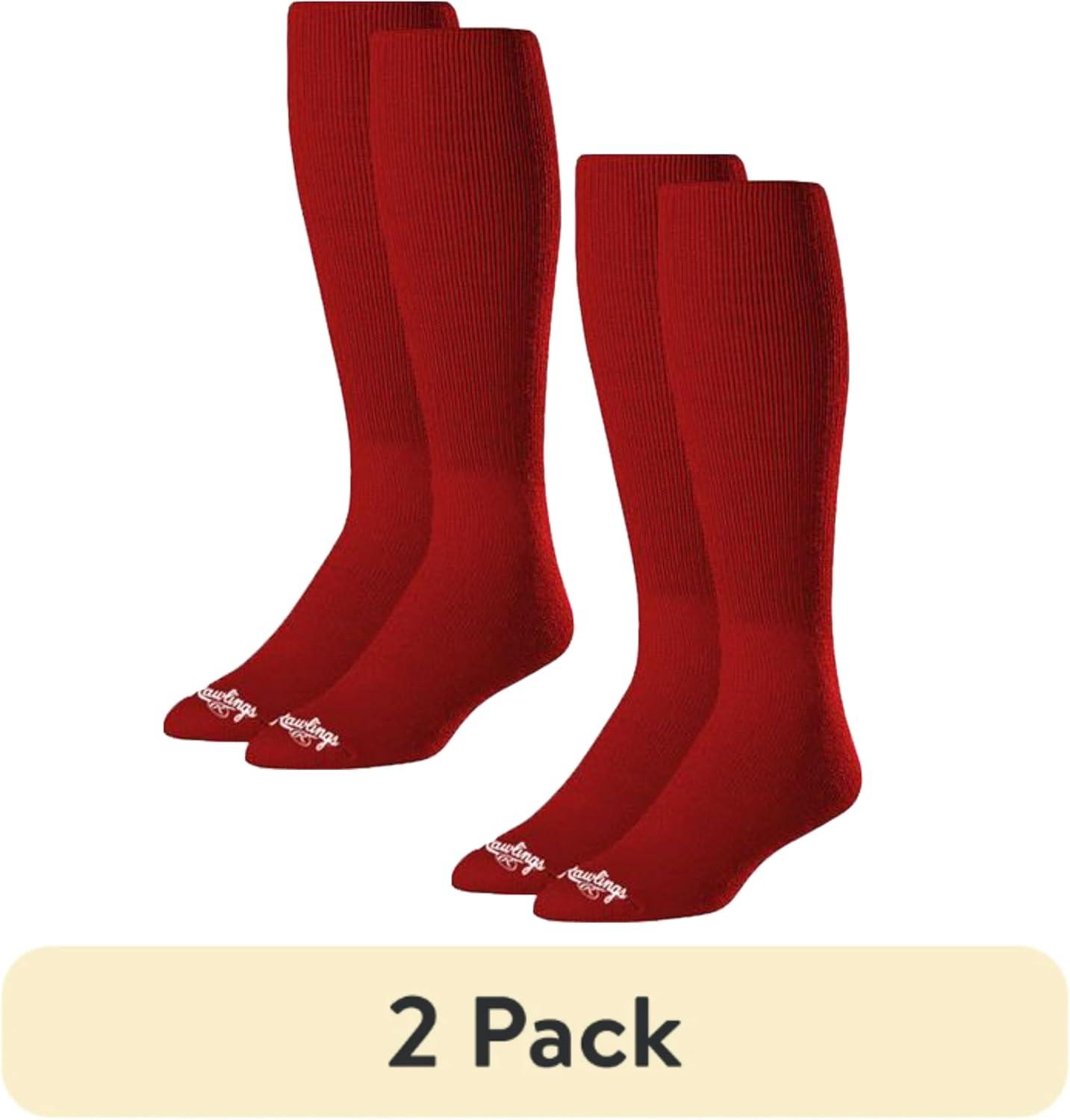 imageRawlings 2 Pair Athletic Socks BaseballSoftball Multiple SizesColorsScarlet