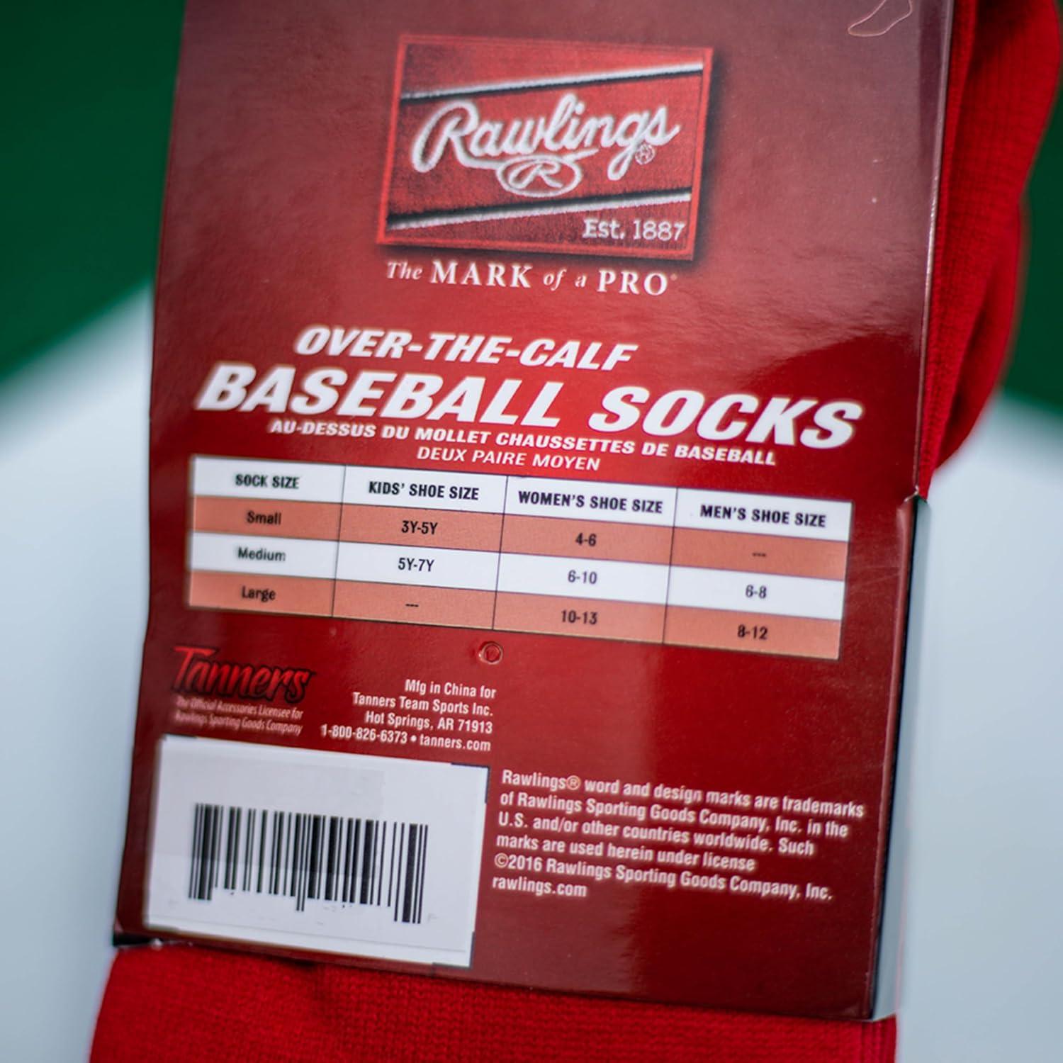 imageRawlings 2 Pair Athletic Socks BaseballSoftball Multiple SizesColorsScarlet