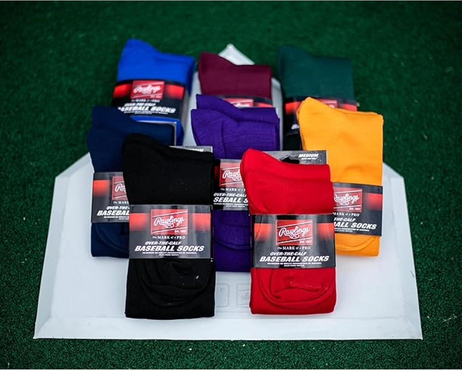 imageRawlings 2 Pair Athletic Socks BaseballSoftball Multiple SizesColorsScarlet