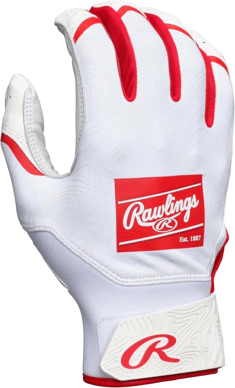 imageRawlings  Clout Baseball Batting Gloves  Adult Sizes  Multiple ColorsWHITESCARLET