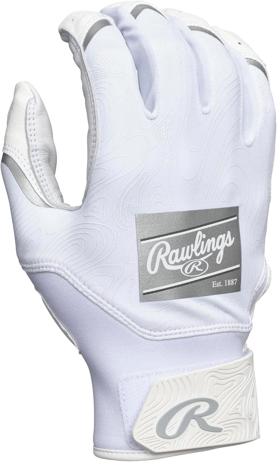 imageRawlings  Clout Baseball Batting Gloves  Adult Sizes  Multiple ColorsWHITEWHITE