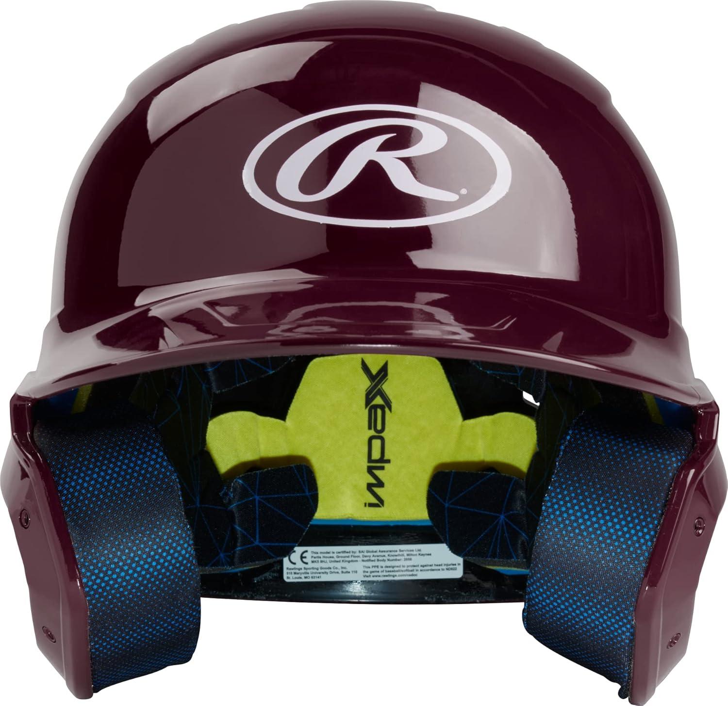 imageRawlings  MACH Baseball Batting Helmet  Gloss  JR ampamp SR Sizes  Multiple ColorsGloss Maroon