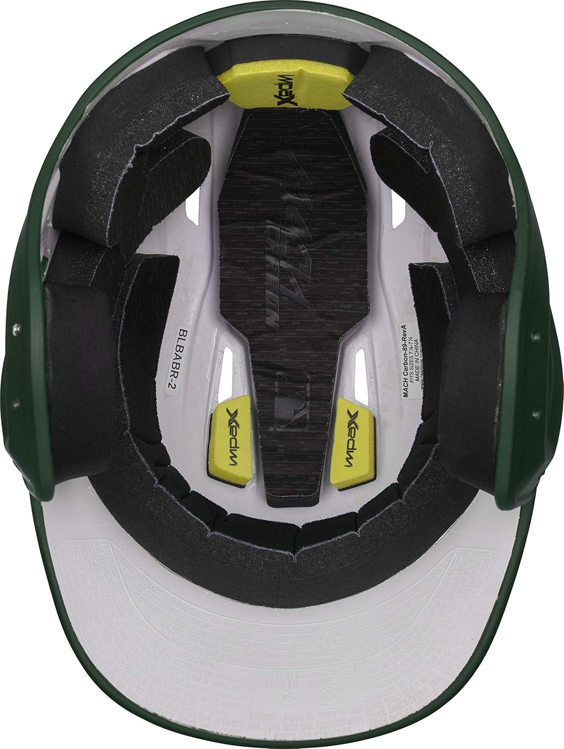 imageRawlings  MACH Carbon Baseball Batting Helmet  Matte  Multiple Sizes  Multiple ColorsMatte Dark Green