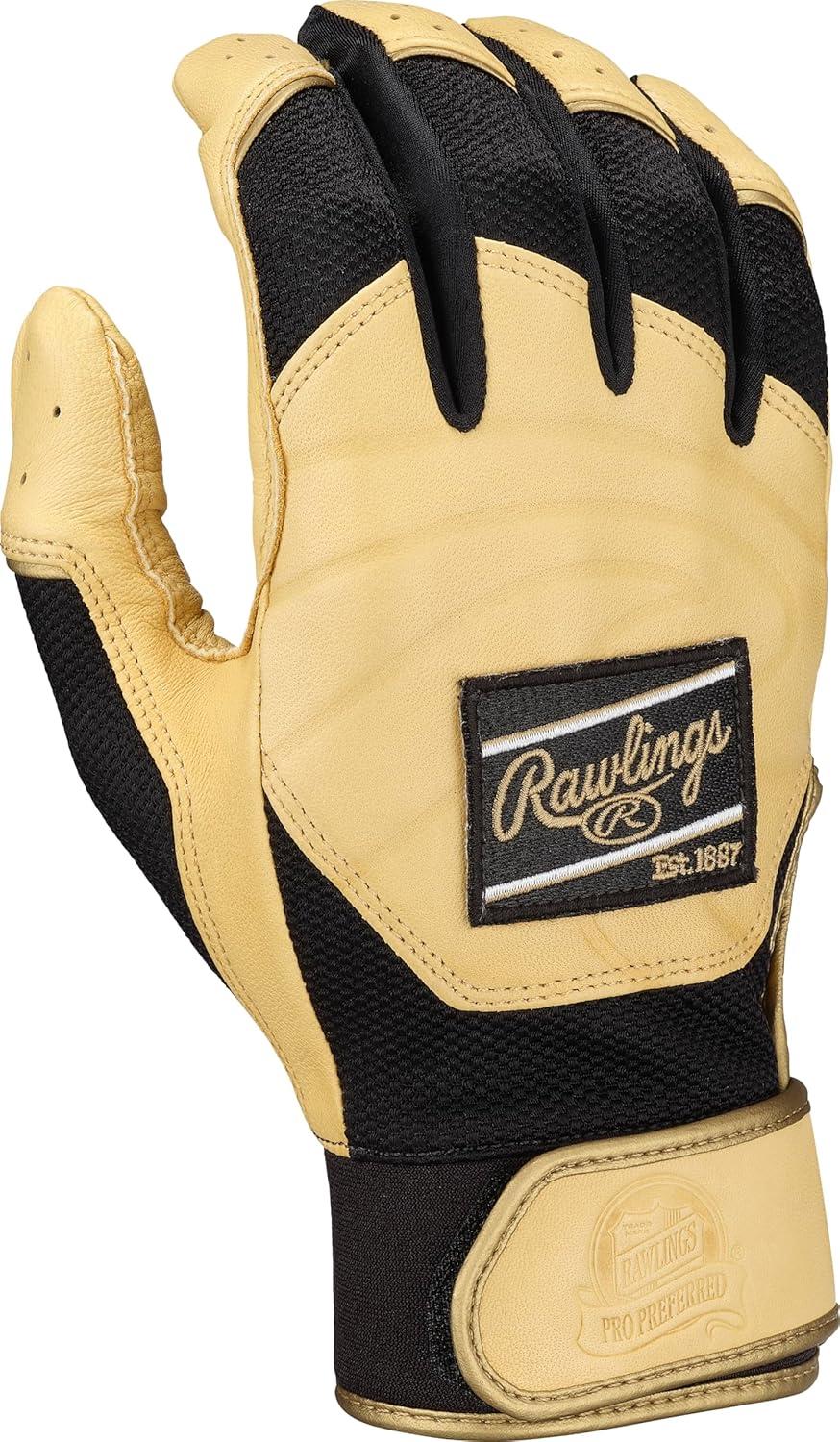 imageRawlings  PRO Preferred Baseball Batting Gloves  Adult Sizes  Multiple ColorsCarmelBlack