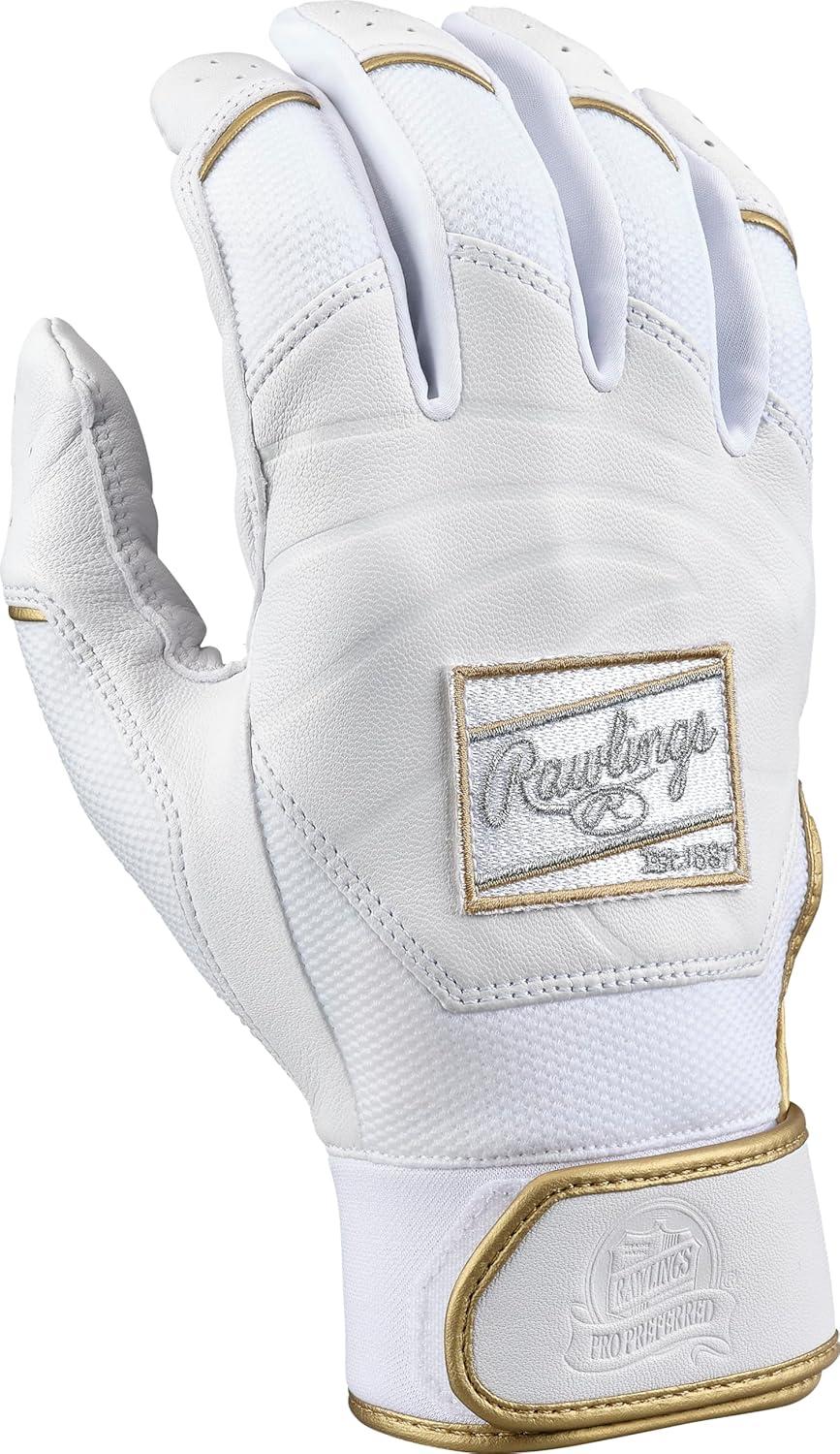 imageRawlings  PRO Preferred Baseball Batting Gloves  Adult Sizes  Multiple ColorsWhite