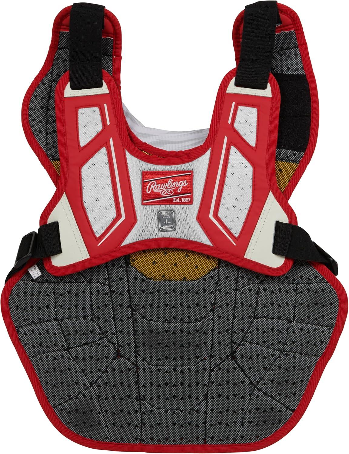 imageRawlings Velo 20 Catchers Chest Protector Baseball Adult ampamp Intermediate Sizing Multiple ColorsScarletWhite