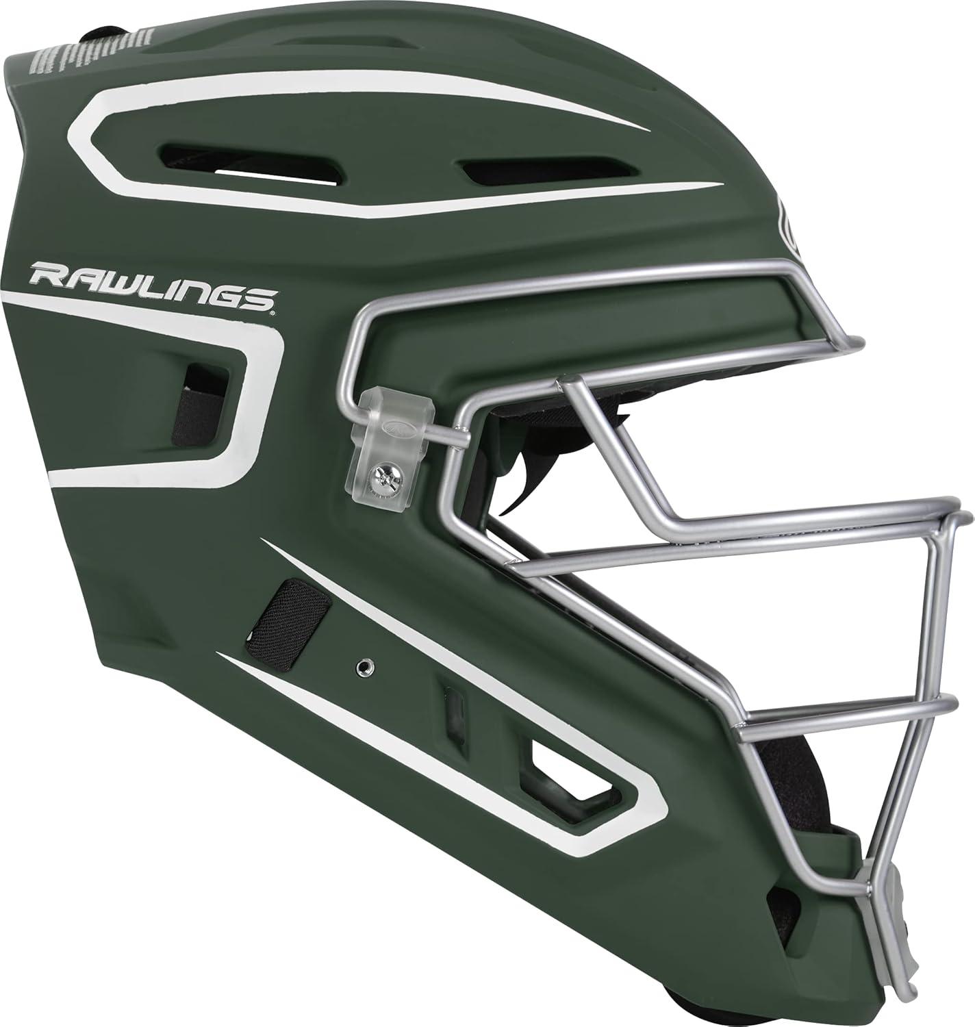 imageRawlings  Velo 20 Catchers Helmet  Baseball  Junior ampamp Senior Sizing  Multiple ColorsDark GreenWhite