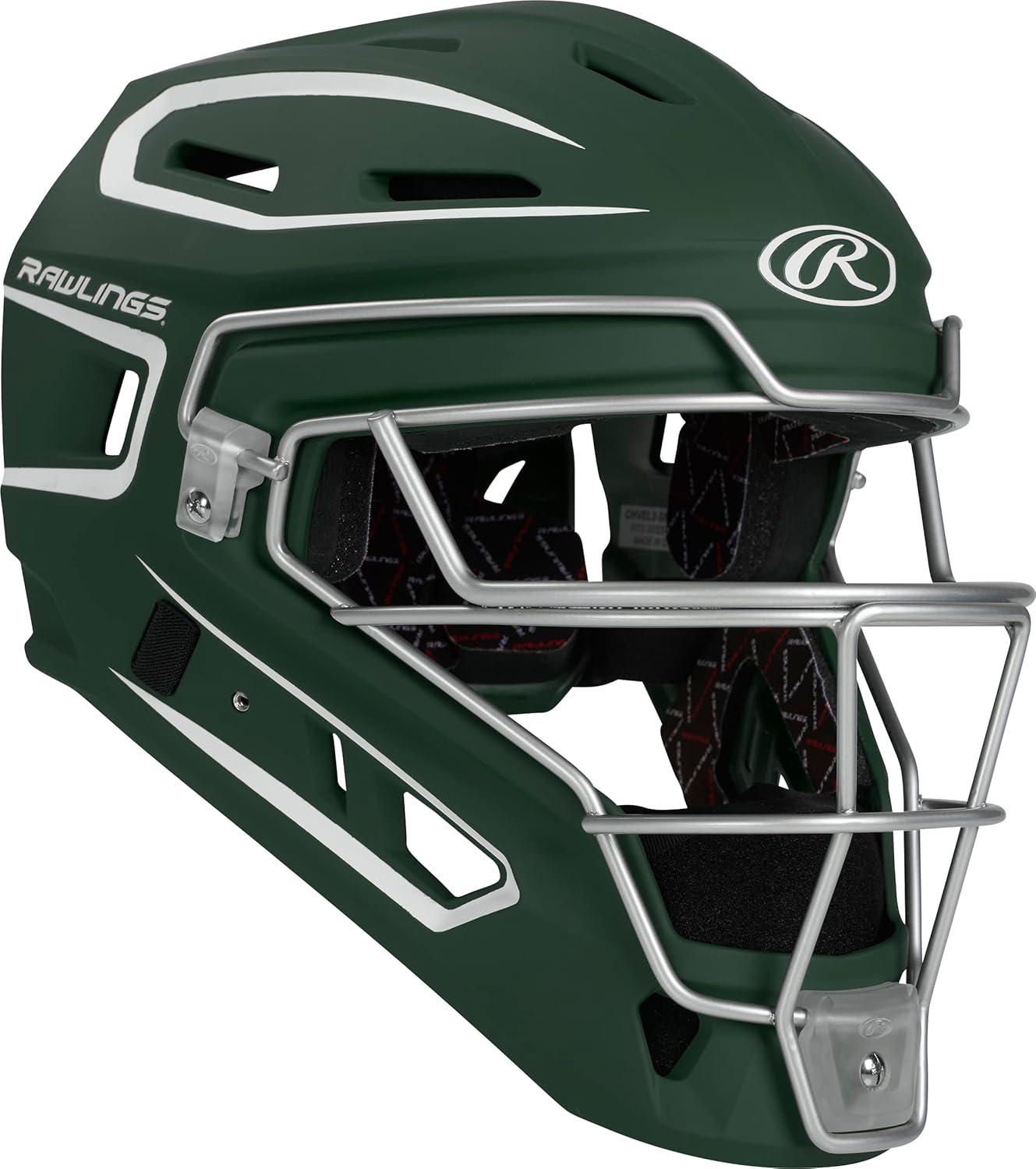 imageRawlings  Velo 20 Catchers Helmet  Baseball  Junior ampamp Senior Sizing  Multiple ColorsDark GreenWhite