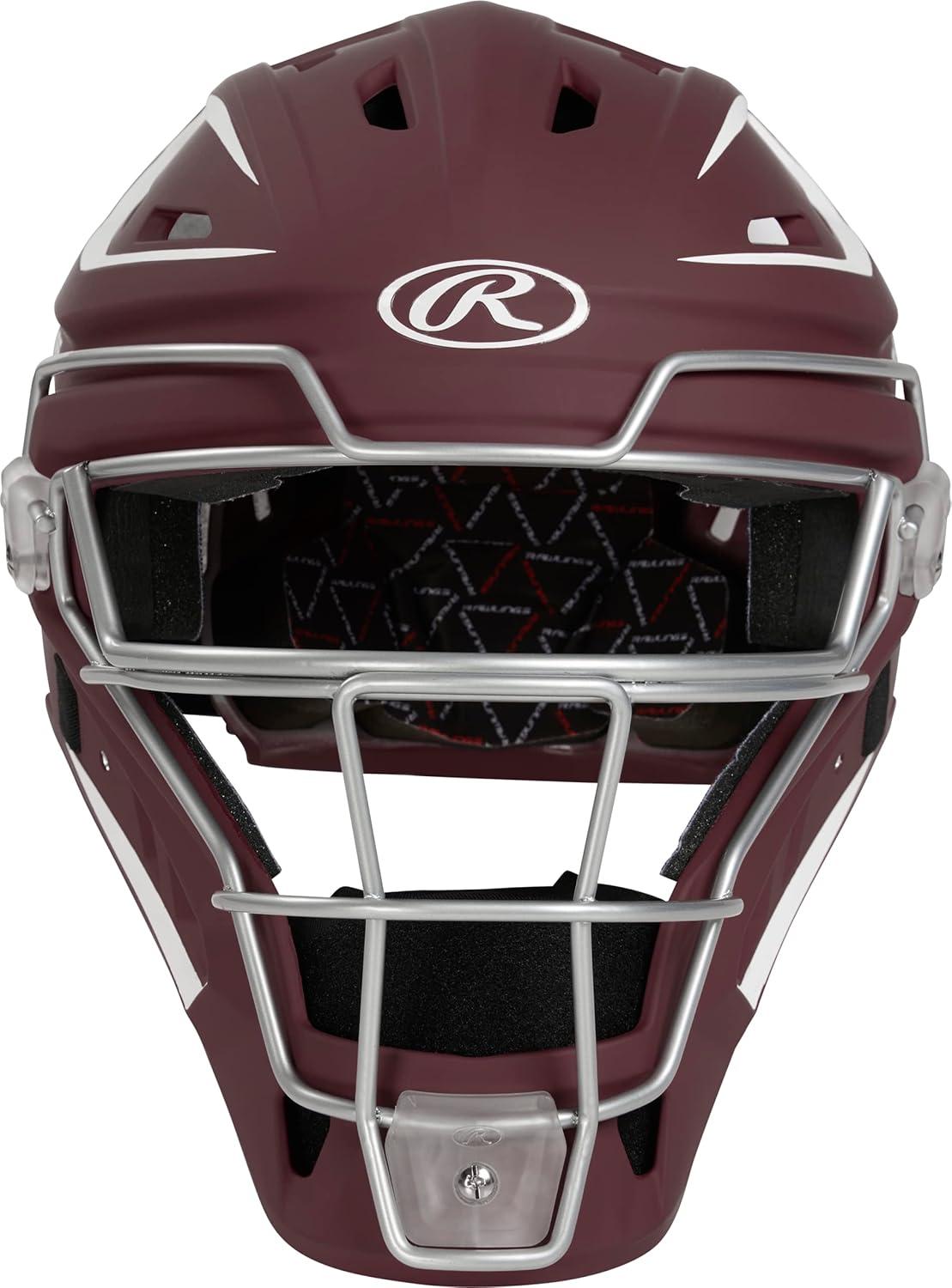 imageRawlings  Velo 20 Catchers Helmet  Baseball  Junior ampamp Senior Sizing  Multiple ColorsMaroonWhite