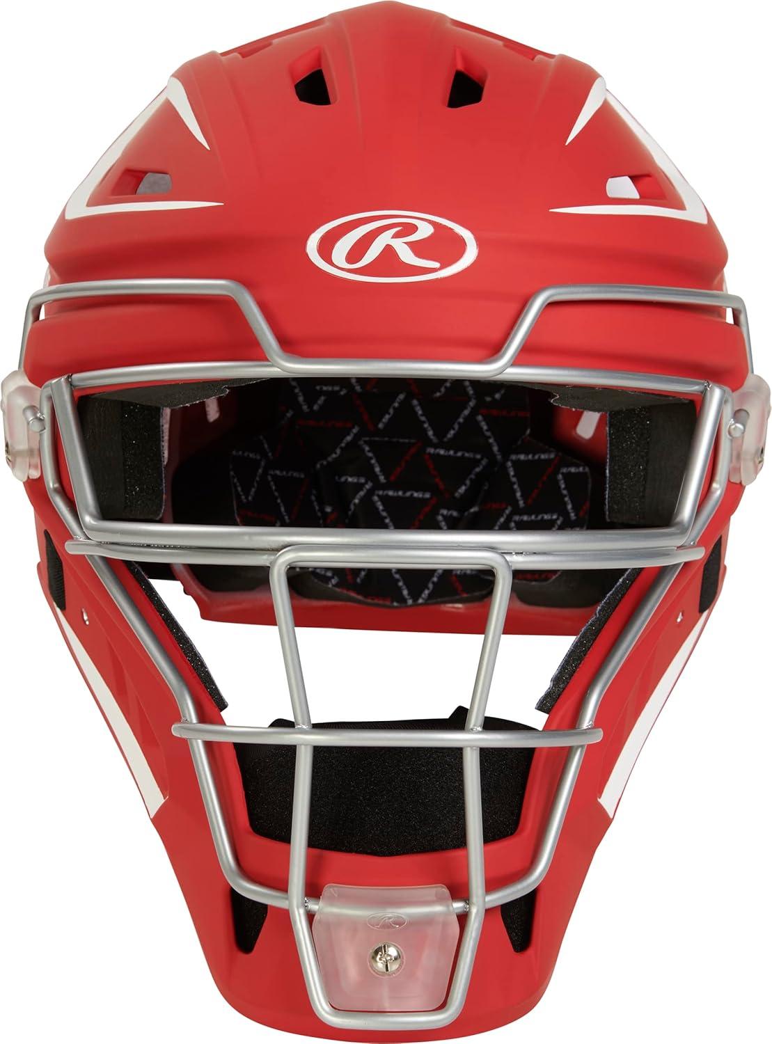 imageRawlings Velo 20 Catchers Helmet Baseball Junior ampamp Senior Sizing Multiple ColorsScarletWhite