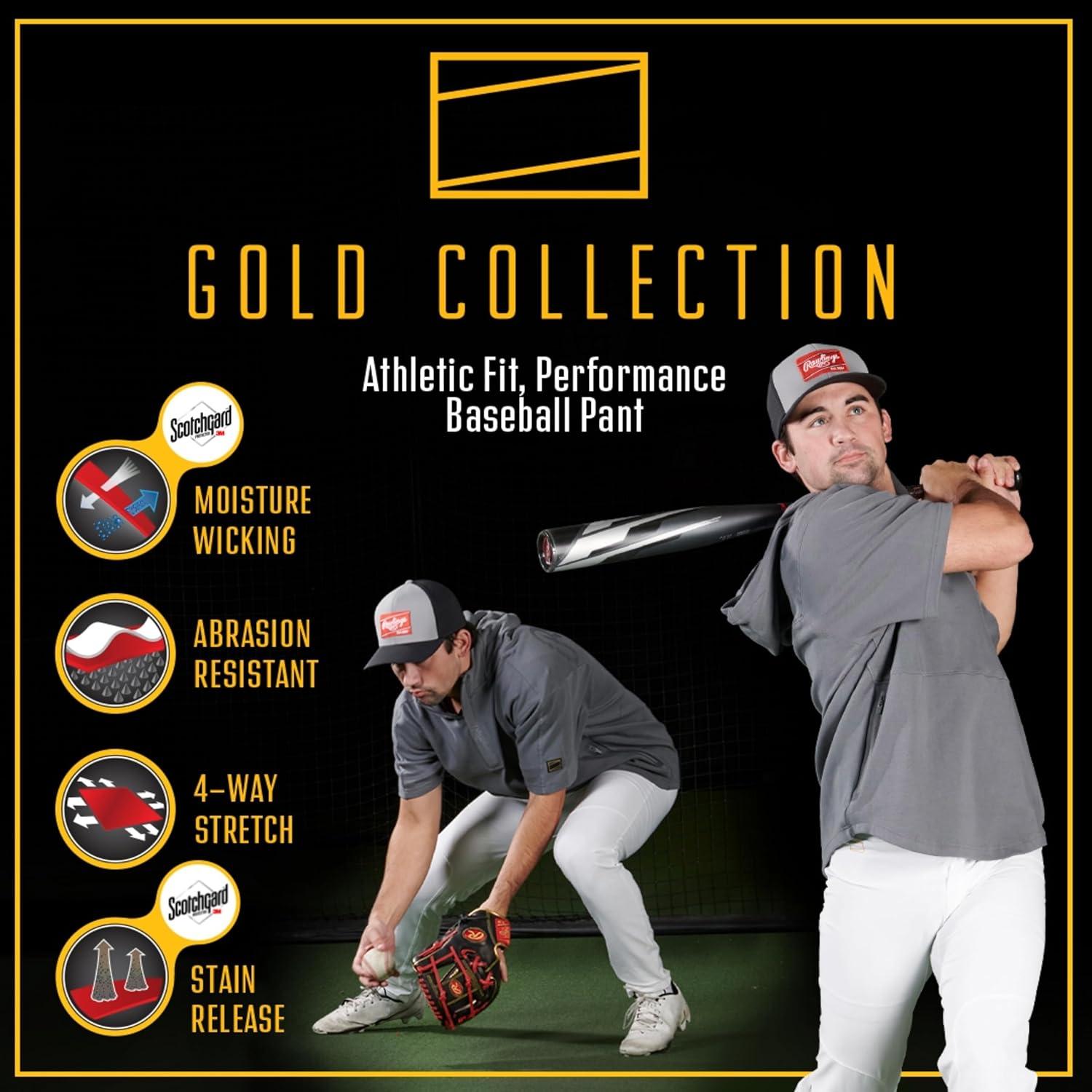 imageRawlings Mens Gold Collection Series Baseball Pants  SemiRelaxed Tapered Fit  Adult Sizes  Solid  Multiple ColorsGrey
