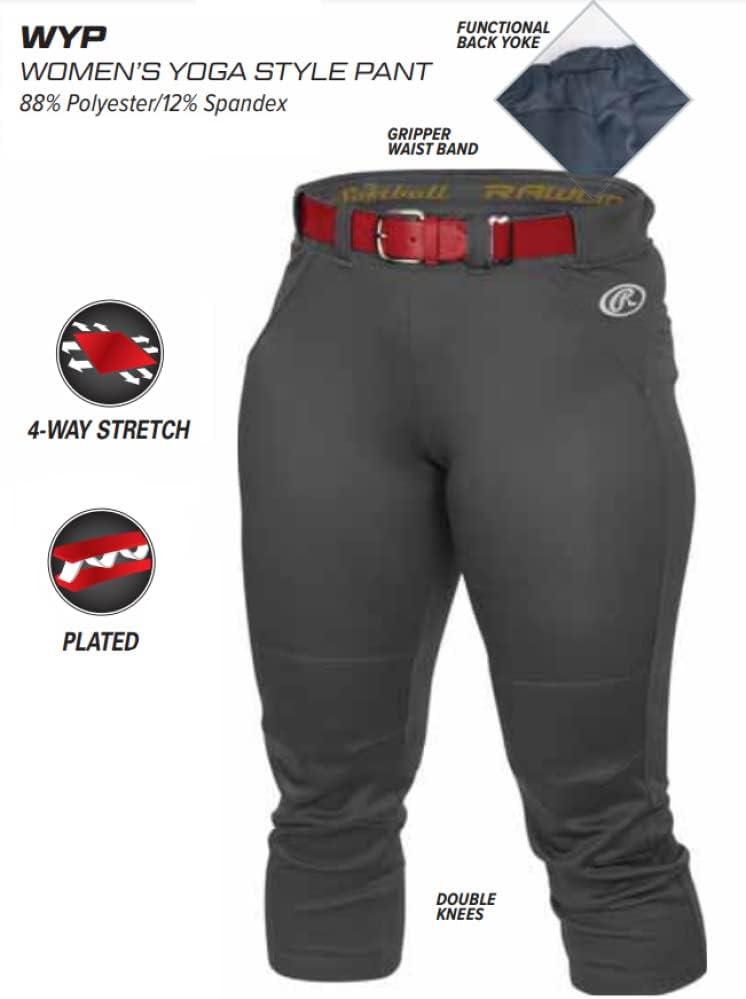 imageRawlings Premium Yoga Style GamePractice Fastpitch Softball Pant Adult Solid ColorWhite