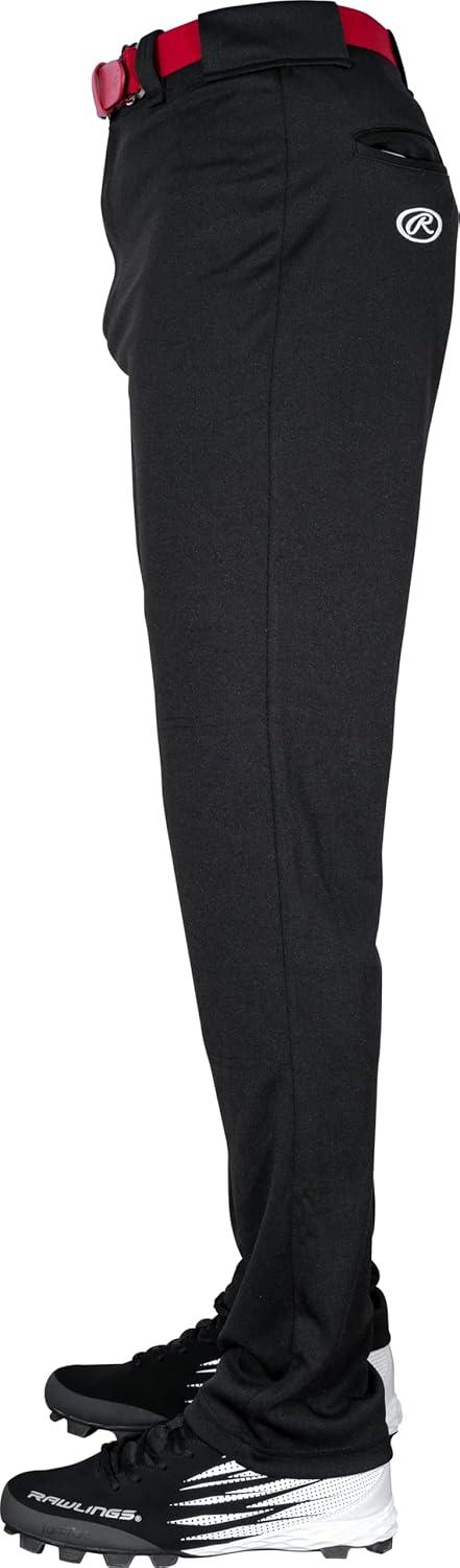 imageRawlings SemiRelaxed Full Length Baseball Pant Solid ampamp Piped Options Youth Sizes Multiple ColorsBlack
