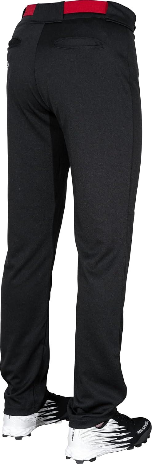 imageRawlings SemiRelaxed Full Length Baseball Pant Solid ampamp Piped Options Youth Sizes Multiple ColorsBlack