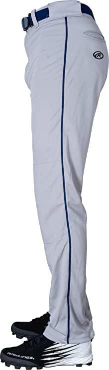 imageRawlings SemiRelaxed Full Length Baseball Pant Solid ampamp Piped Options Youth Sizes Multiple ColorsGrey Navy