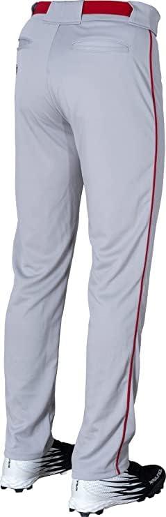 imageRawlings SemiRelaxed Full Length Baseball Pant Solid ampamp Piped Options Youth Sizes Multiple ColorsGrey Red
