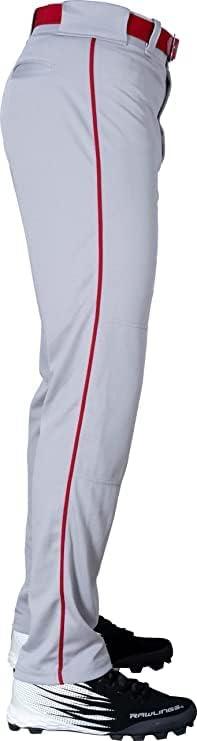 imageRawlings SemiRelaxed Full Length Baseball Pant Solid ampamp Piped Options Youth Sizes Multiple ColorsGrey Red