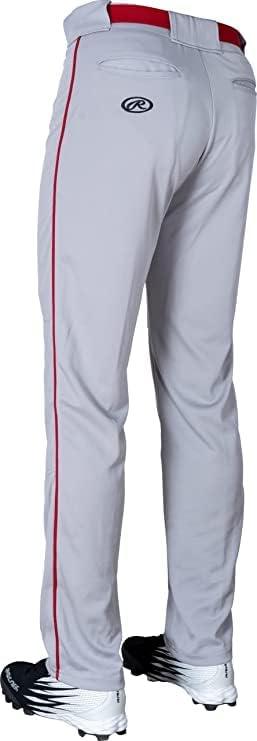 imageRawlings SemiRelaxed Full Length Baseball Pant Solid ampamp Piped Options Youth Sizes Multiple ColorsGrey Red