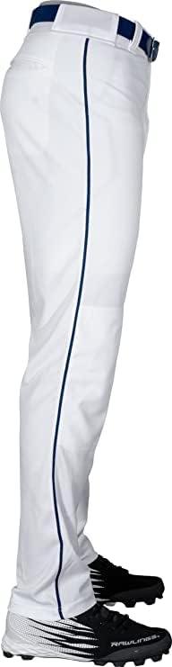 imageRawlings SemiRelaxed Full Length Baseball Pant Solid ampamp Piped Options Youth Sizes Multiple ColorsWhite Navy