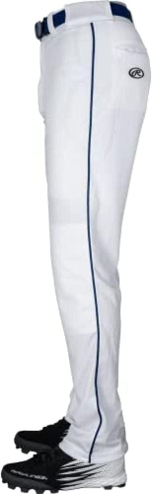 imageRawlings SemiRelaxed Full Length Baseball Pant Solid ampamp Piped Options Youth Sizes Multiple ColorsWhite Navy