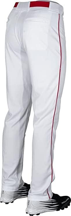imageRawlings SemiRelaxed Full Length Baseball Pant Solid ampamp Piped Options Youth Sizes Multiple ColorsWhite Red