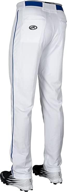 imageRawlings SemiRelaxed Full Length Baseball Pant  Solid ampamp Piped Options  Youth Sizes  Multiple ColorsWhite  Royal
