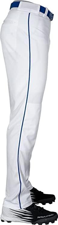 imageRawlings SemiRelaxed Full Length Baseball Pant  Solid ampamp Piped Options  Youth Sizes  Multiple ColorsWhite  Royal