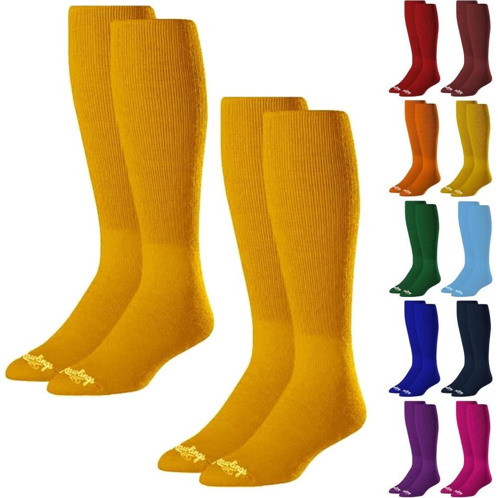 imageRawlings  2 Pair  Athletic Socks  BaseballSoftball  Multiple SizesColorsLight Orange