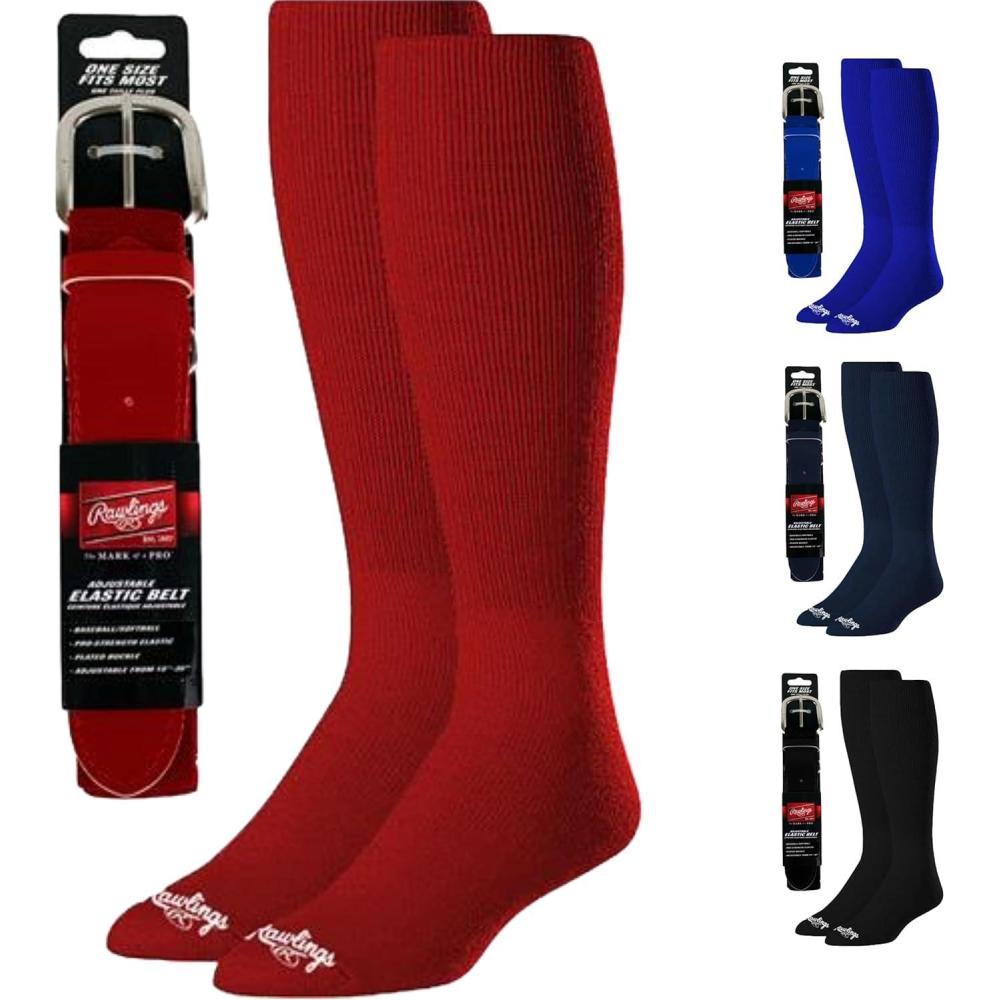 imageRawlings Belt ampamp Socks Combo BaseballSoftball Multiple Sizes ampamp ColorsScarlet